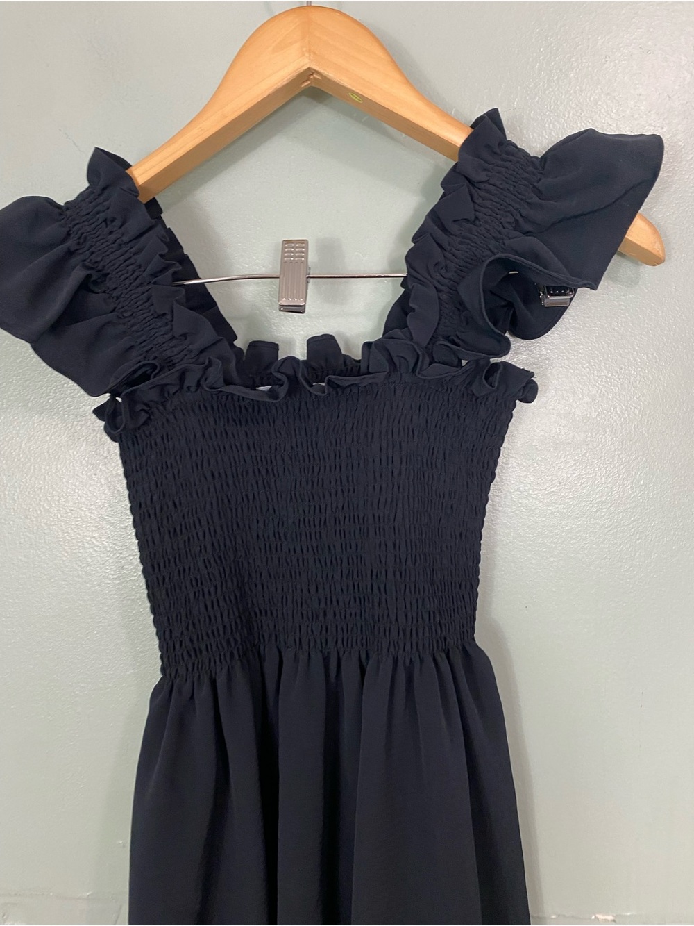 Hill House The Elizabeth Nap Dress Crepe Black Mini Smocked XXS - Picture 6 of 6
